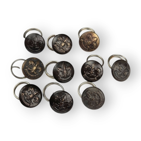 Antique Boy Scouts Button Lot Of 10 Bronze Buttons Be Prepared S Eisner Co 5/8" - Picture 2 of 9